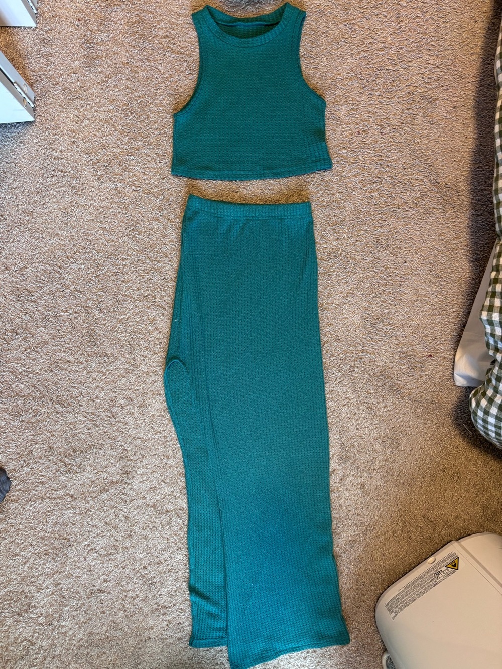 Teal Green Tank Top & Skirt Set